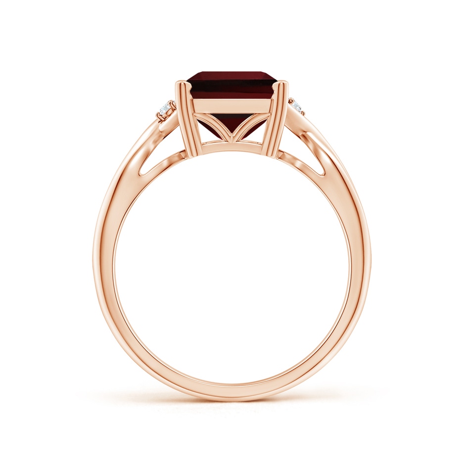10x8mm AAAA Twist Shank Emerald Cut Garnet Statement Ring in Rose Gold side-1
