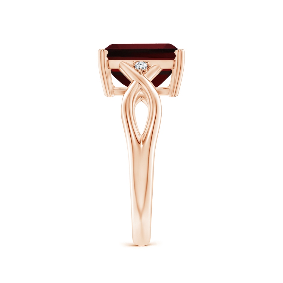 10x8mm AAAA Twist Shank Emerald Cut Garnet Statement Ring in Rose Gold side-2