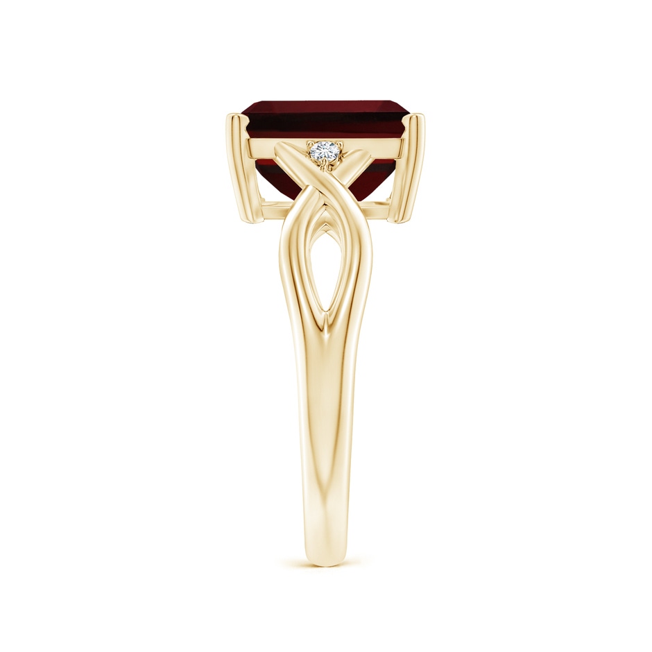 10x8mm AAAA Twist Shank Emerald Cut Garnet Statement Ring in Yellow Gold side-2