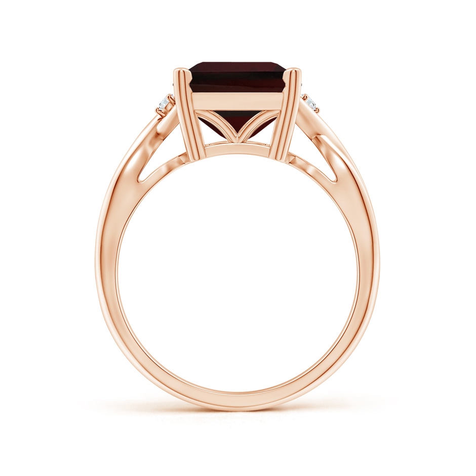 11x9mm A Twist Shank Emerald Cut Garnet Statement Ring in Rose Gold side-1