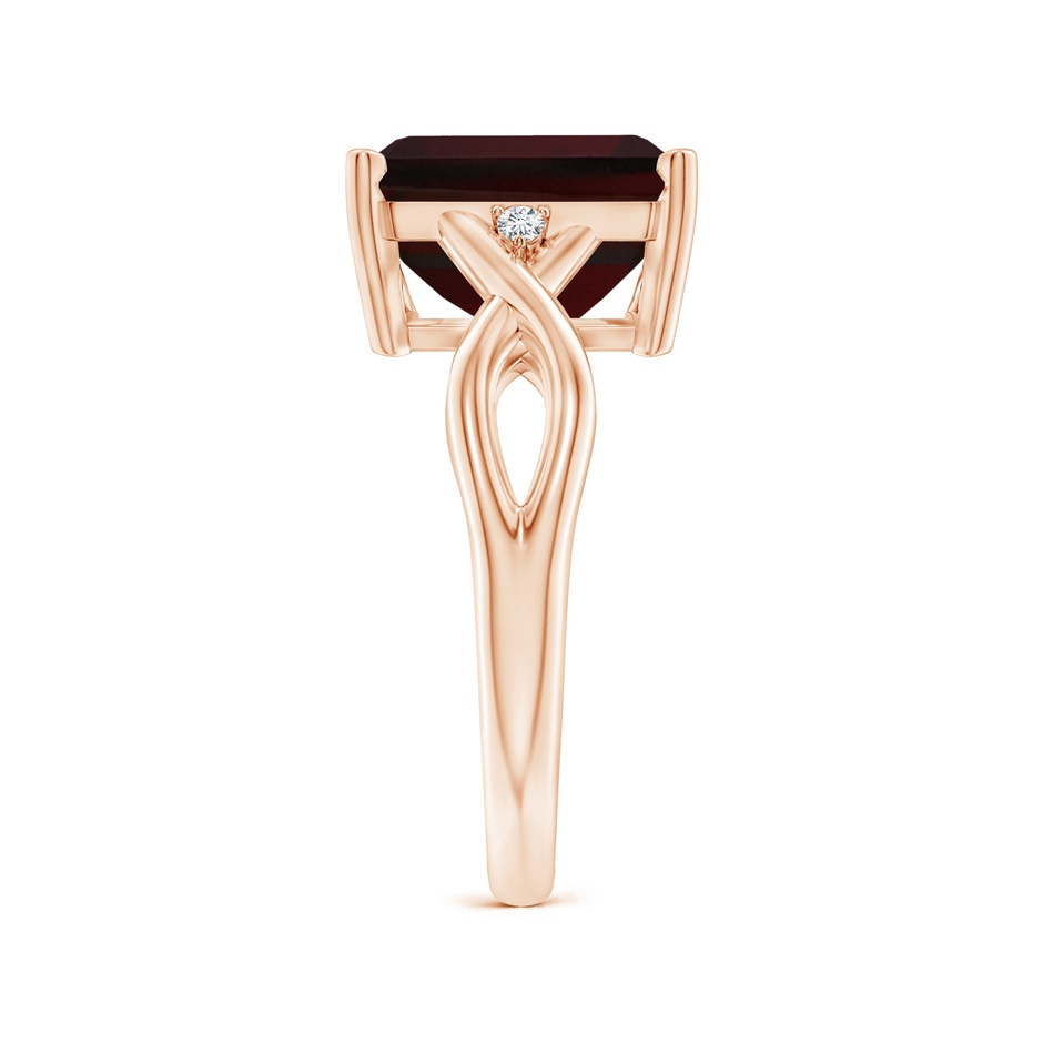 11x9mm A Twist Shank Emerald Cut Garnet Statement Ring in Rose Gold side-2