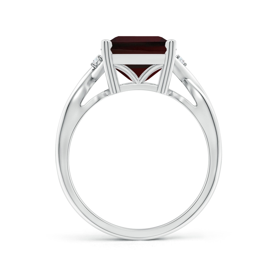 11x9mm A Twist Shank Emerald Cut Garnet Statement Ring in White Gold side-1