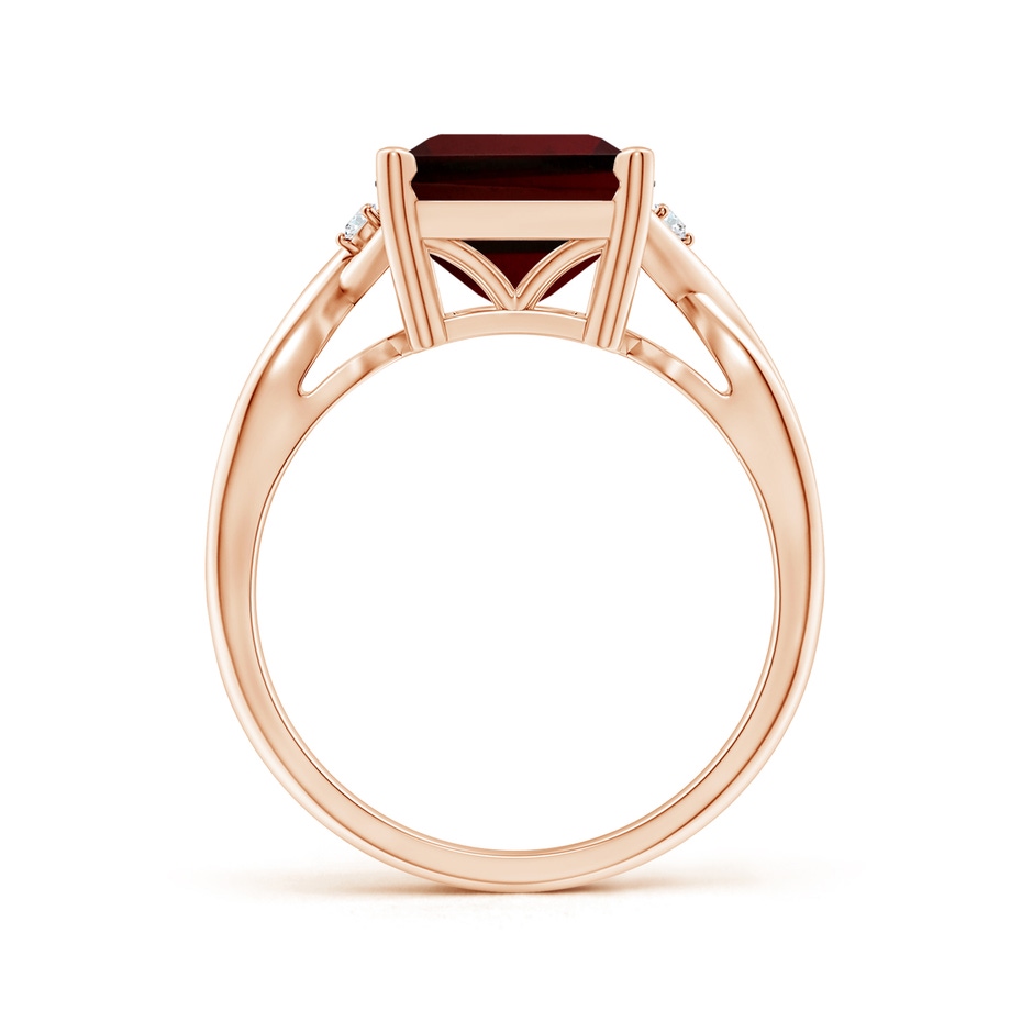 11x9mm AA Twist Shank Emerald Cut Garnet Statement Ring in Rose Gold side-1