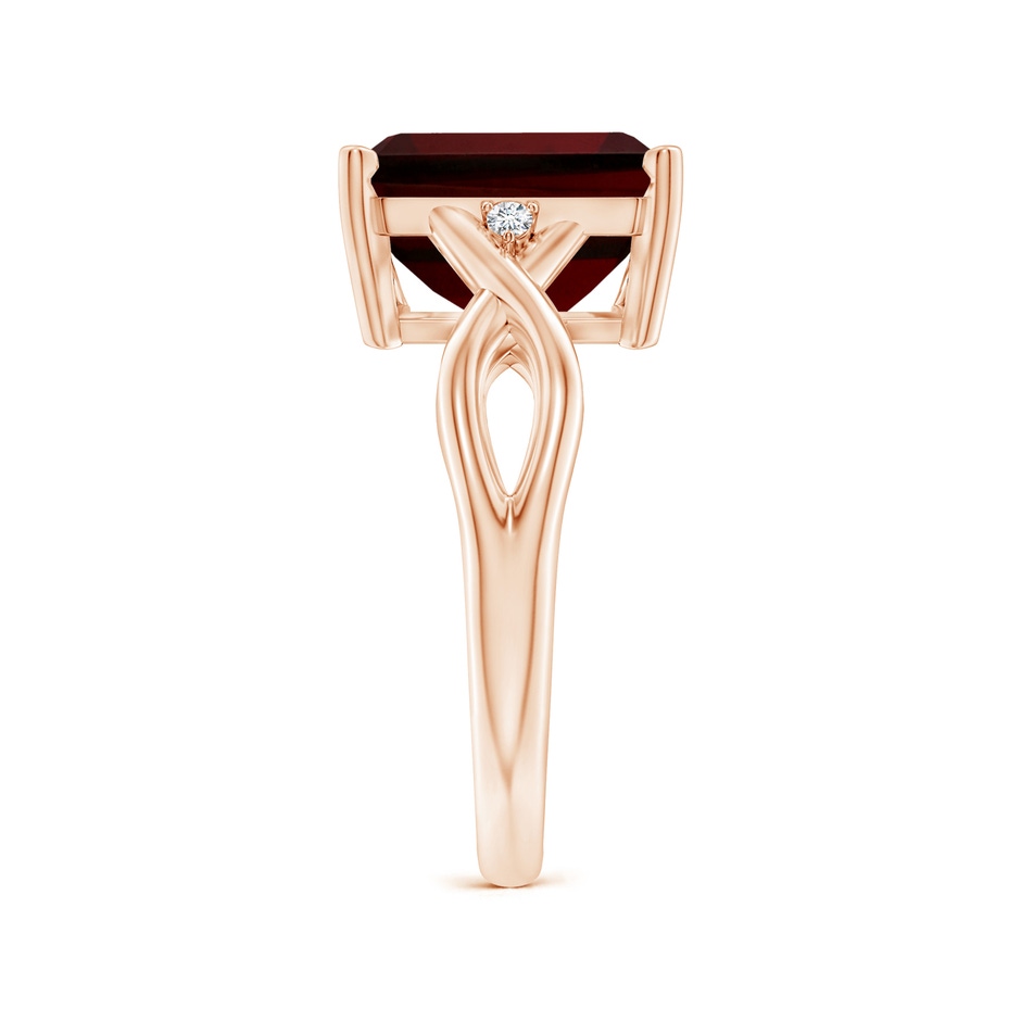 11x9mm AA Twist Shank Emerald Cut Garnet Statement Ring in Rose Gold side-2