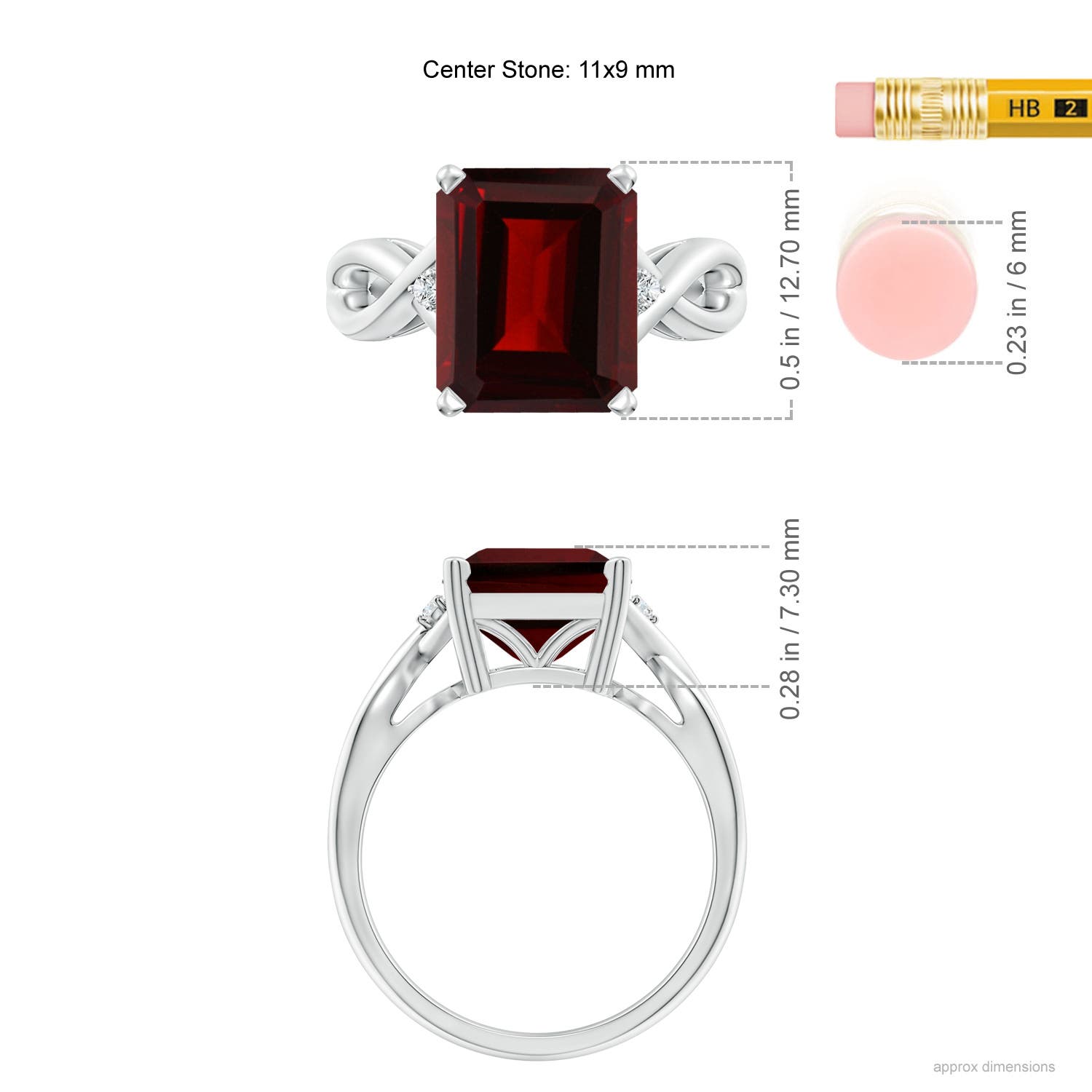 AA - Garnet / 5.53 CT / 14 KT White Gold