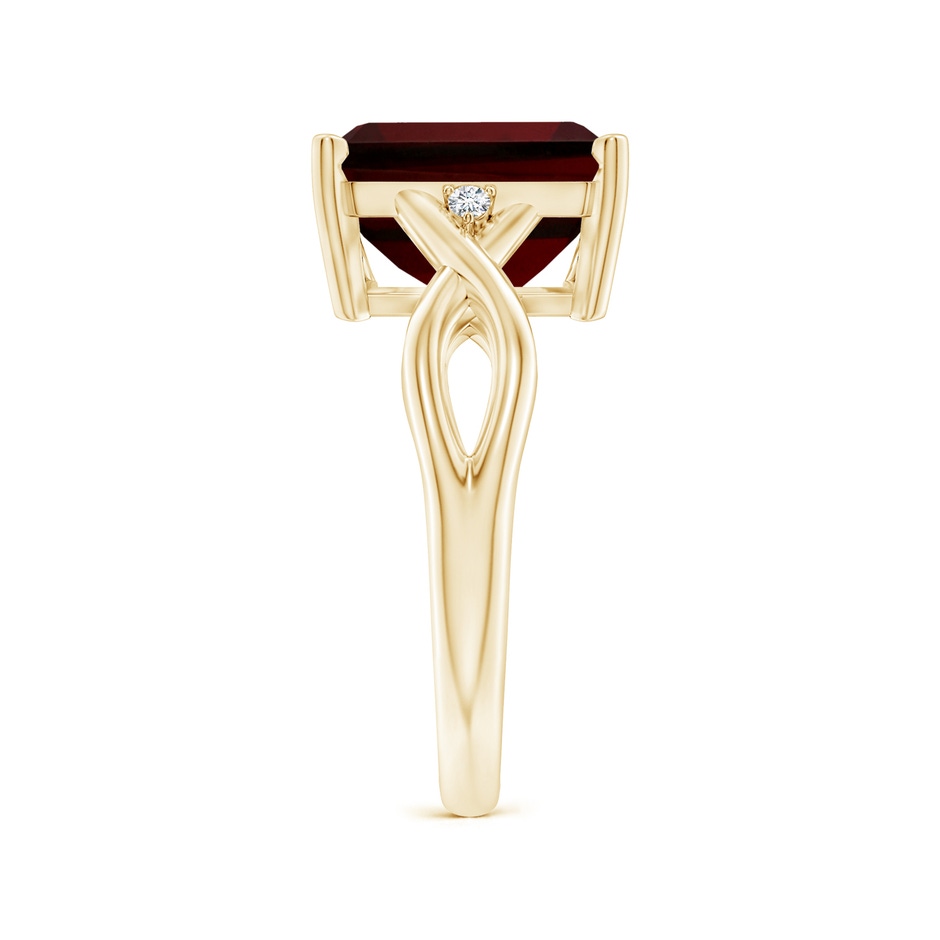 11x9mm AA Twist Shank Emerald Cut Garnet Statement Ring in Yellow Gold side-2