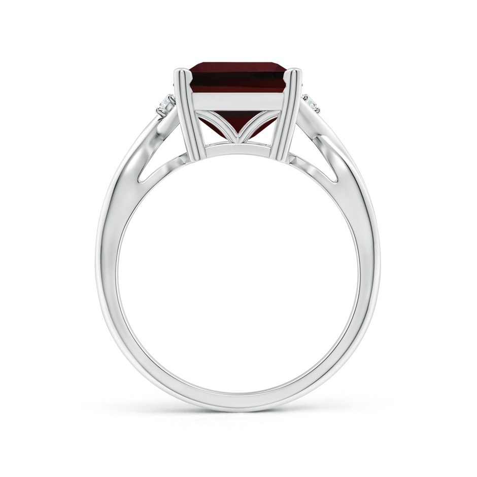 11x9mm AAA Twist Shank Emerald Cut Garnet Statement Ring in White Gold side-1