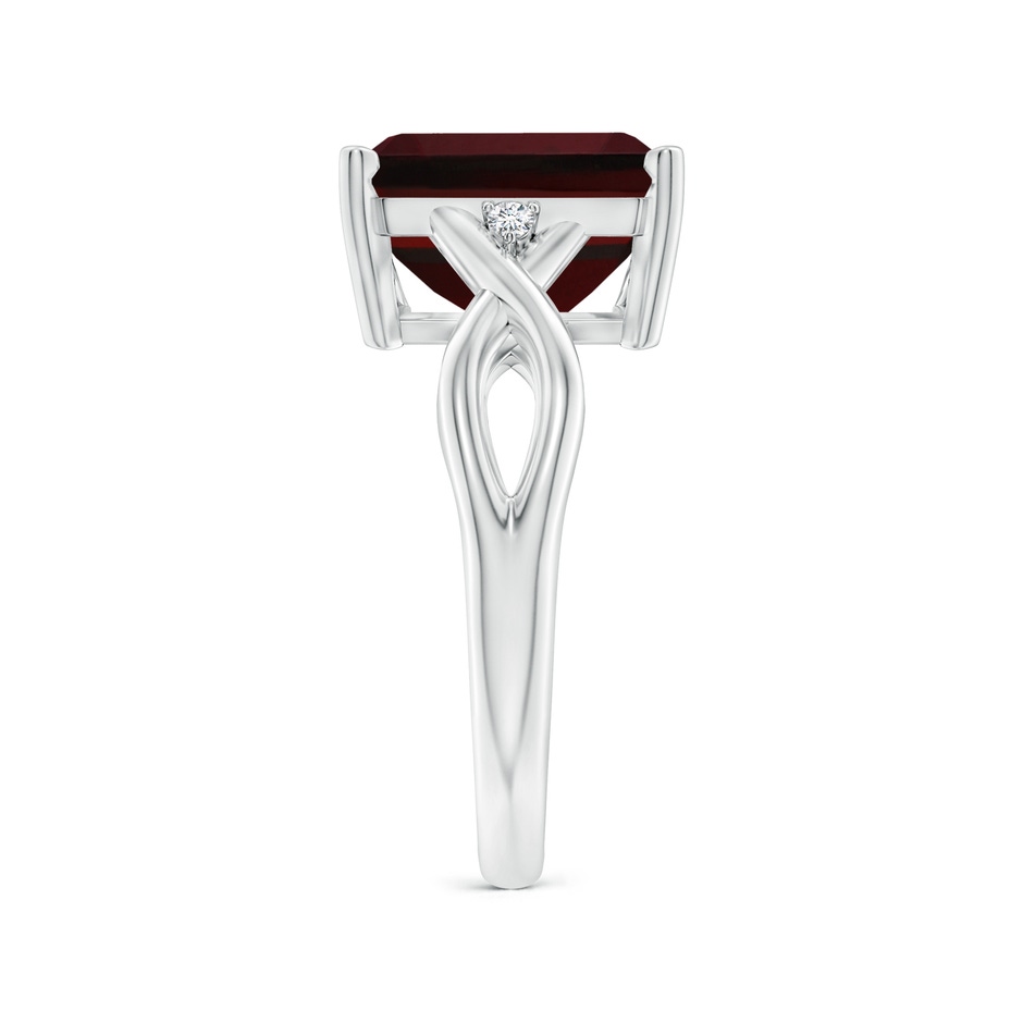 11x9mm AAA Twist Shank Emerald Cut Garnet Statement Ring in White Gold side-2