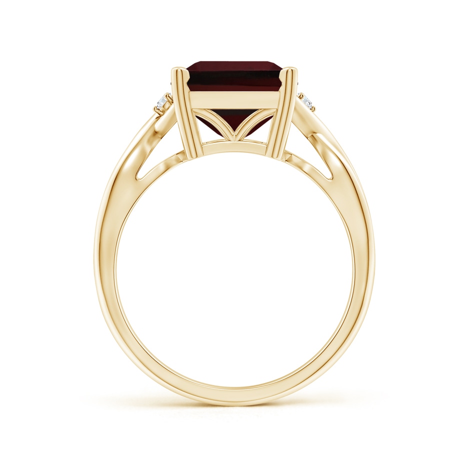 11x9mm AAA Twist Shank Emerald Cut Garnet Statement Ring in Yellow Gold side-1