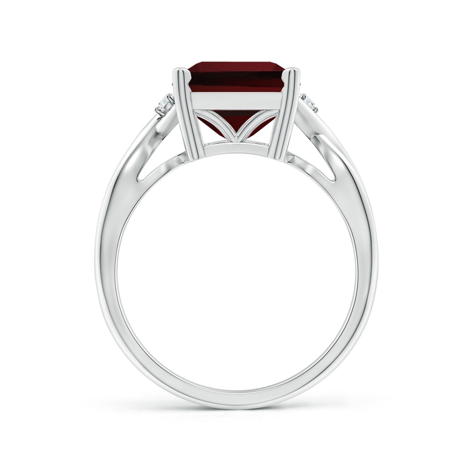 11x9mm AAAA Twist Shank Emerald Cut Garnet Statement Ring in White Gold side-1