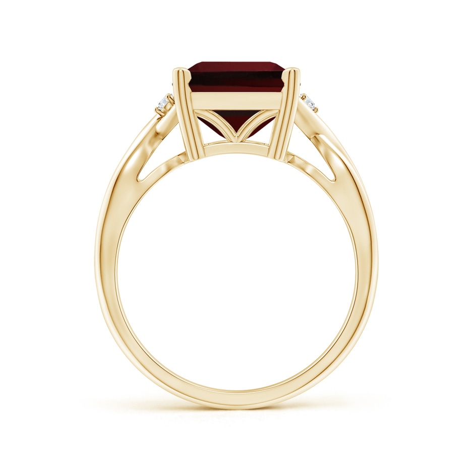 11x9mm AAAA Twist Shank Emerald Cut Garnet Statement Ring in Yellow Gold side-1