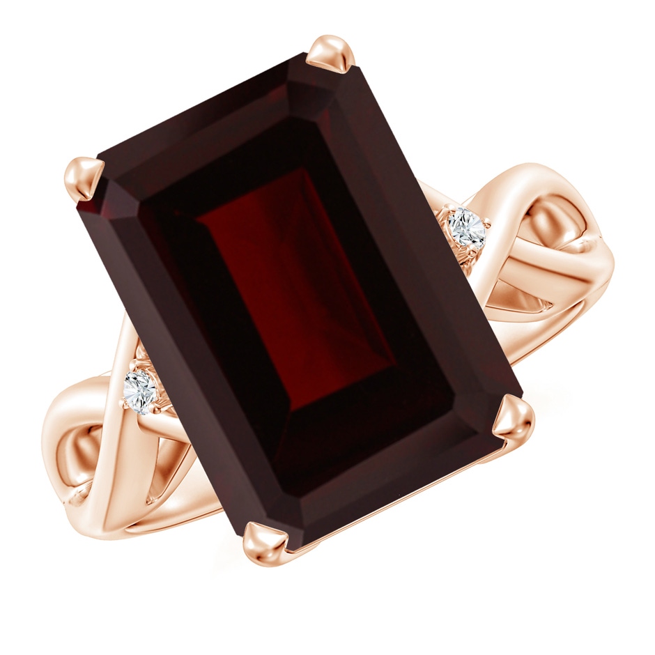 14x10mm A Twist Shank Emerald Cut Garnet Statement Ring in Rose Gold 
