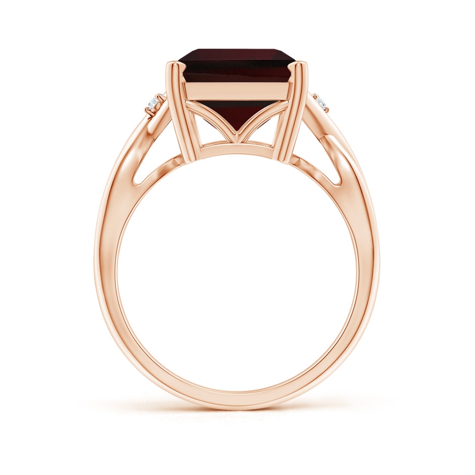 14x10mm A Twist Shank Emerald Cut Garnet Statement Ring in Rose Gold side-1
