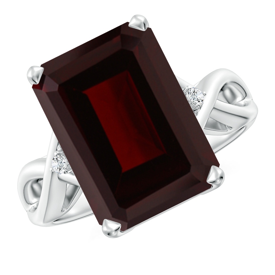 14x10mm A Twist Shank Emerald Cut Garnet Statement Ring in White Gold 