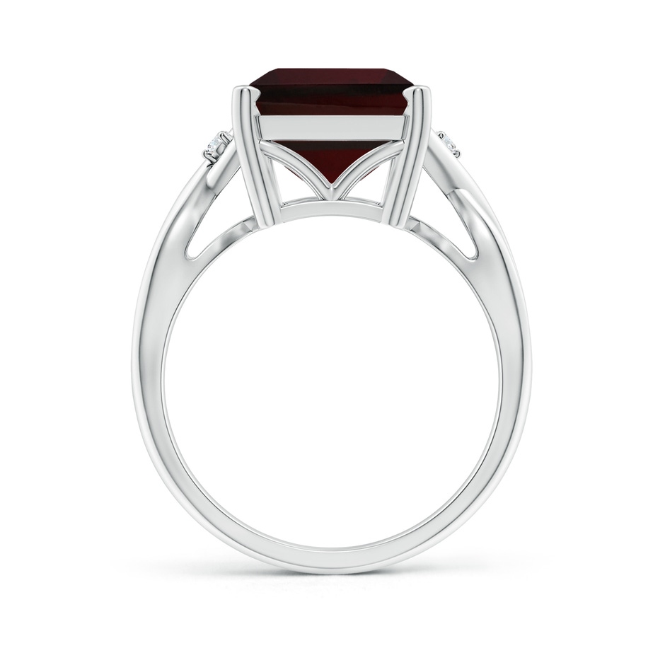 14x10mm A Twist Shank Emerald Cut Garnet Statement Ring in White Gold side-1