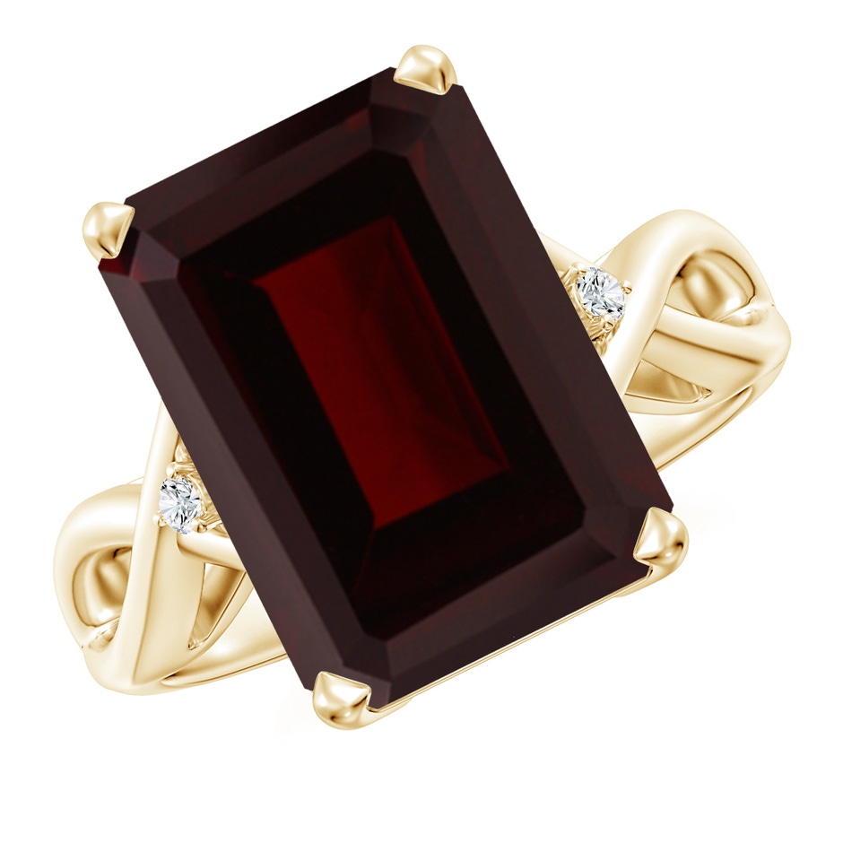 14x10mm A Twist Shank Emerald Cut Garnet Statement Ring in Yellow Gold 