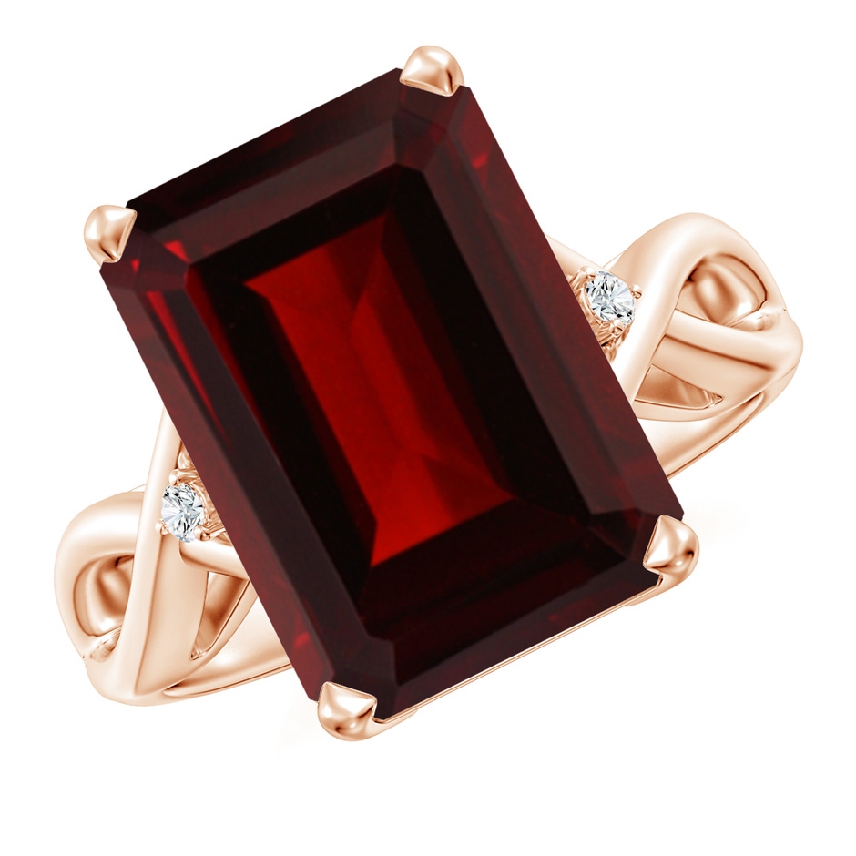 14x10mm AA Twist Shank Emerald Cut Garnet Statement Ring in Rose Gold 