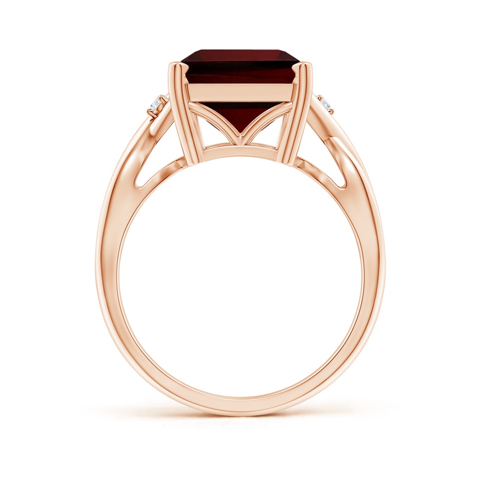 14x10mm AA Twist Shank Emerald Cut Garnet Statement Ring in Rose Gold side-1