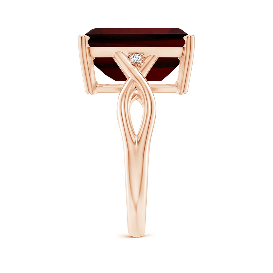 14x10mm AA Twist Shank Emerald Cut Garnet Statement Ring in Rose Gold side-2