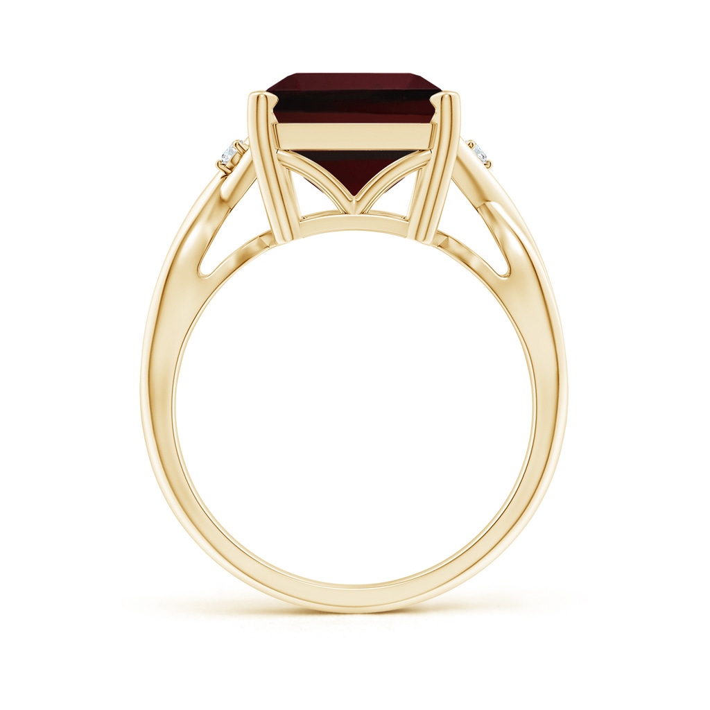 14x10mm AAA Twist Shank Emerald Cut Garnet Statement Ring in Yellow Gold - side_1