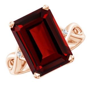14x10mm AAAA Twist Shank Emerald Cut Garnet Statement Ring in Rose Gold