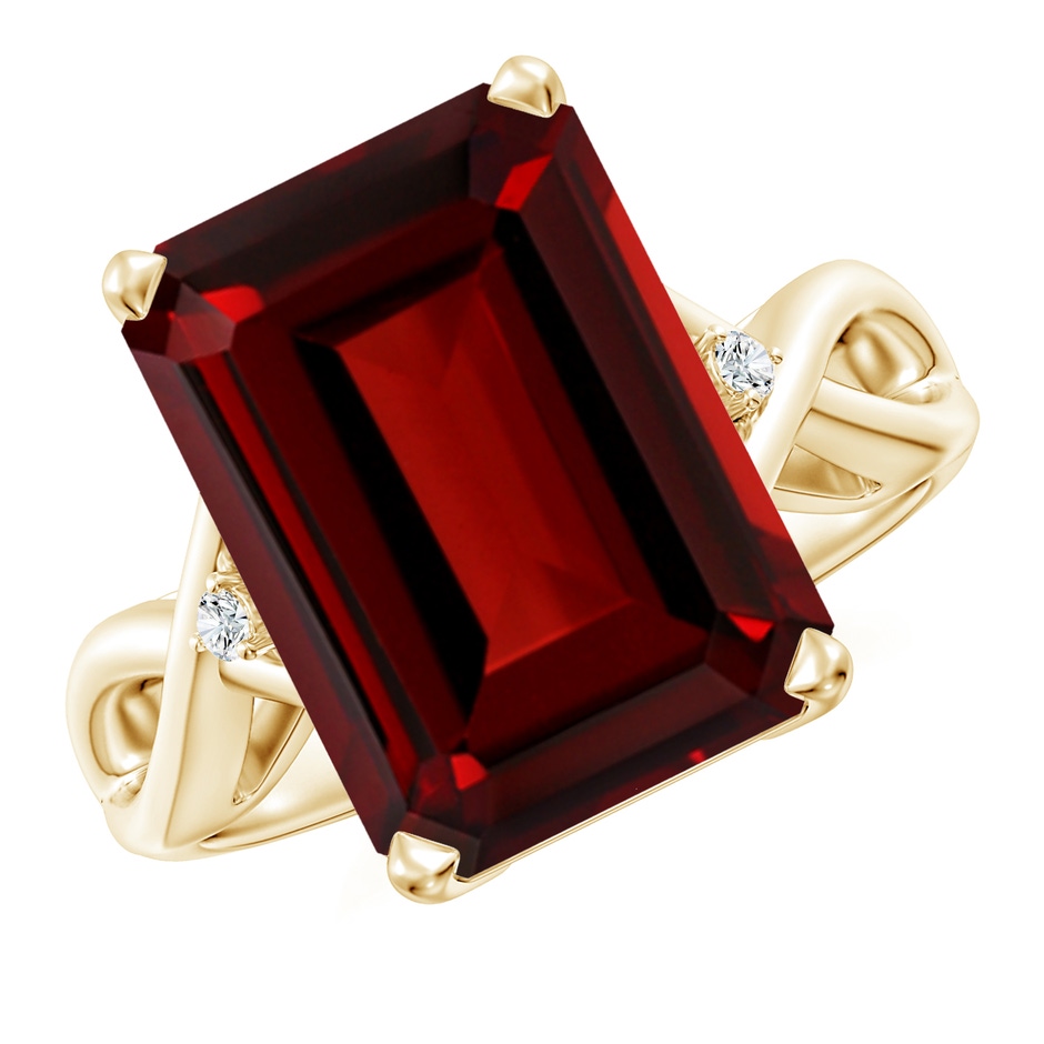 14x10mm AAAA Twist Shank Emerald Cut Garnet Statement Ring in Yellow Gold 
