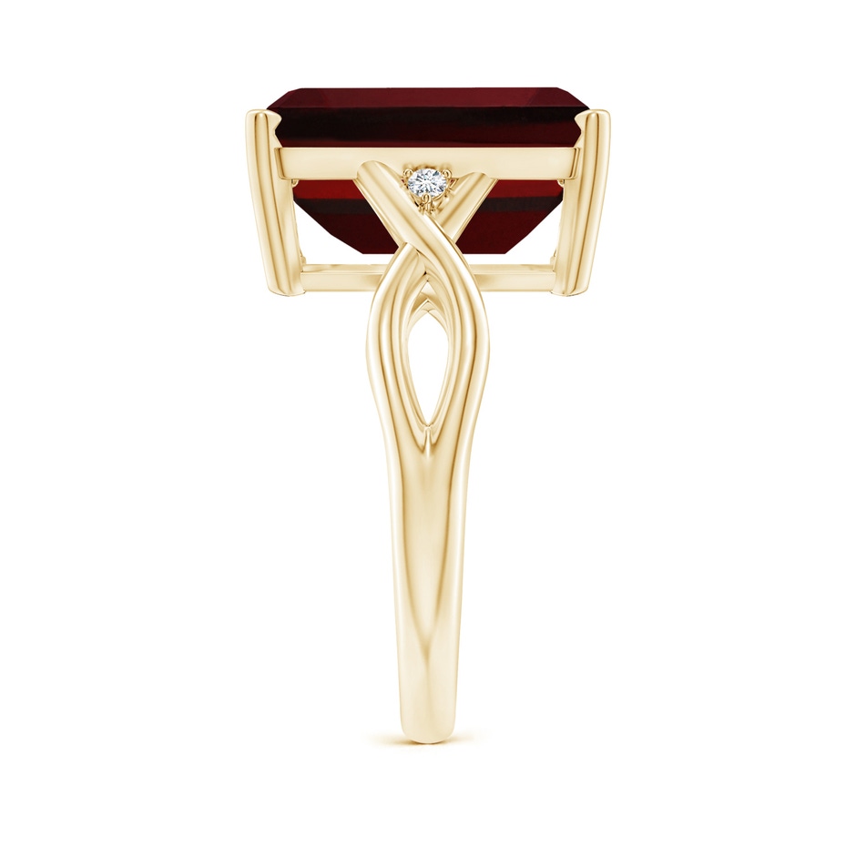 14x10mm AAAA Twist Shank Emerald Cut Garnet Statement Ring in Yellow Gold side-2