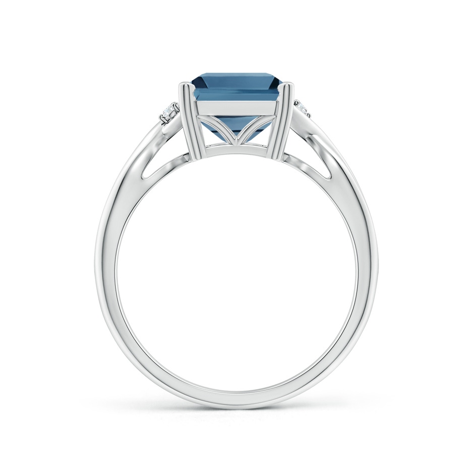 10x8mm A Emerald Cut London Blue Topaz Twist Shank Statement Ring in White Gold side-1