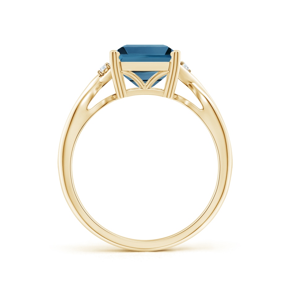 10x8mm AA Emerald Cut London Blue Topaz Twist Shank Statement Ring in Yellow Gold side-1