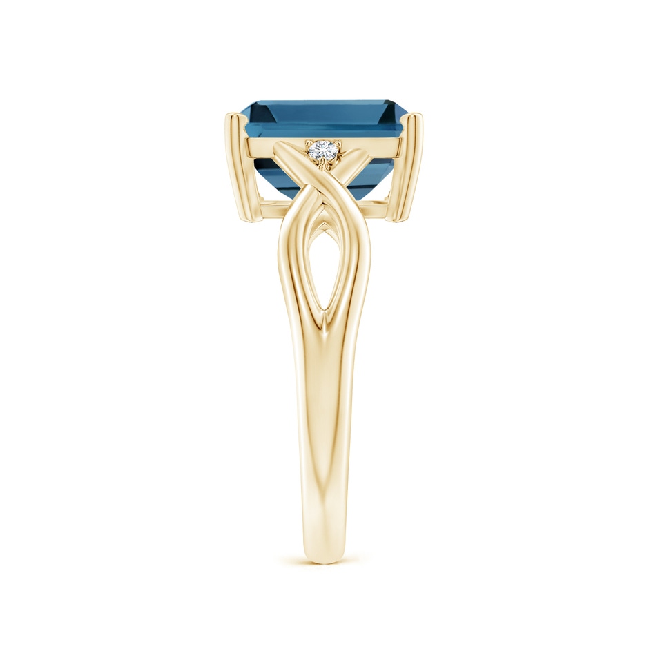10x8mm AA Emerald Cut London Blue Topaz Twist Shank Statement Ring in Yellow Gold side-2