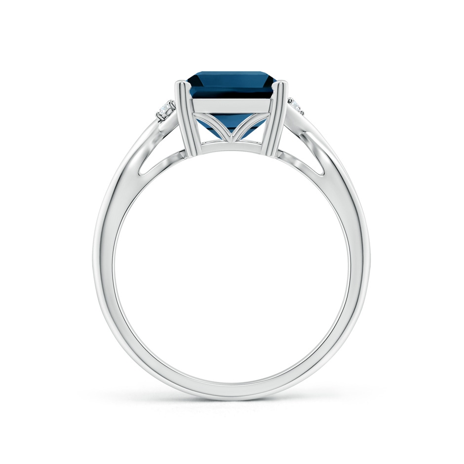 10x8mm AAAA Emerald Cut London Blue Topaz Twist Shank Statement Ring in White Gold side-1