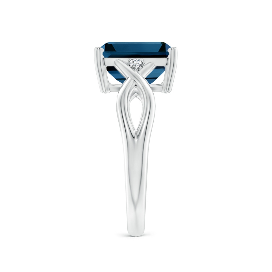 10x8mm AAAA Emerald Cut London Blue Topaz Twist Shank Statement Ring in White Gold side-2