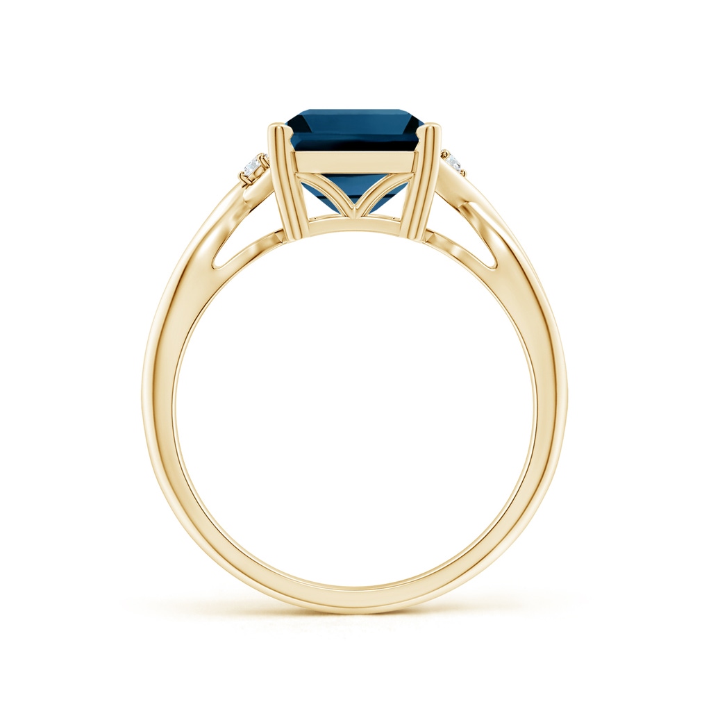 10x8mm AAAA Emerald Cut London Blue Topaz Twist Shank Statement Ring in Yellow Gold - side_1