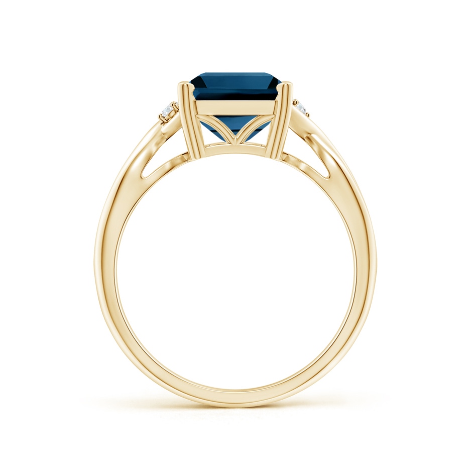 10x8mm AAAA Emerald Cut London Blue Topaz Twist Shank Statement Ring in Yellow Gold side-1