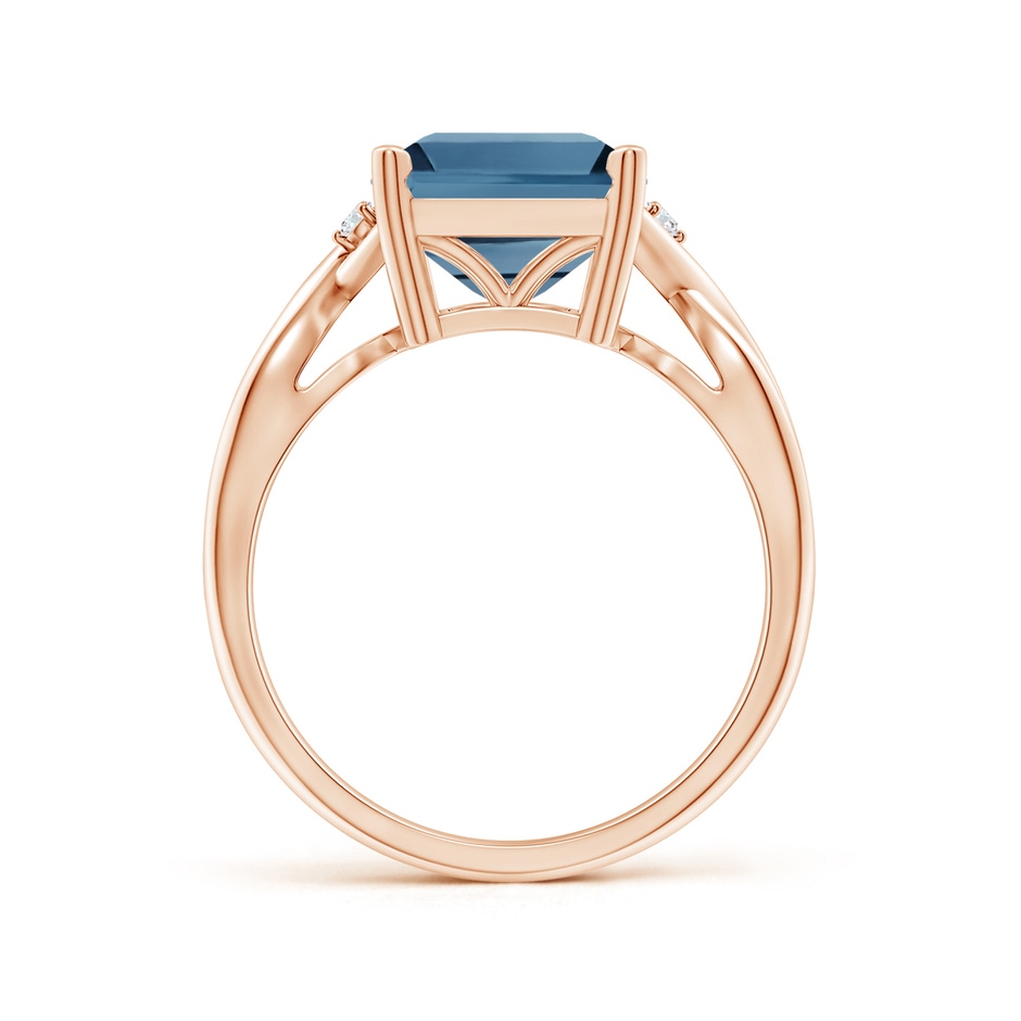 11x9mm A Emerald Cut London Blue Topaz Twist Shank Statement Ring in Rose Gold side-1