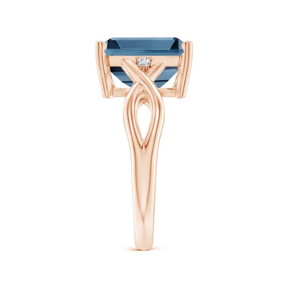 11x9mm A Emerald Cut London Blue Topaz Twist Shank Statement Ring in Rose Gold side-2