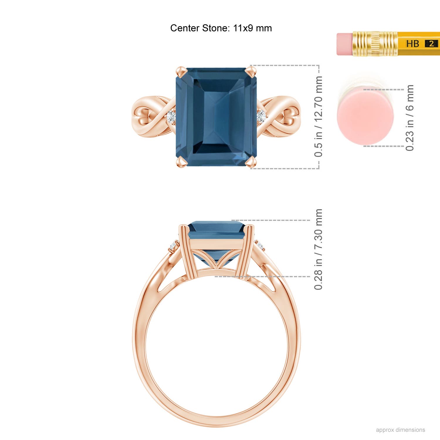 A - London Blue Topaz / 5.63 CT / 14 KT Rose Gold