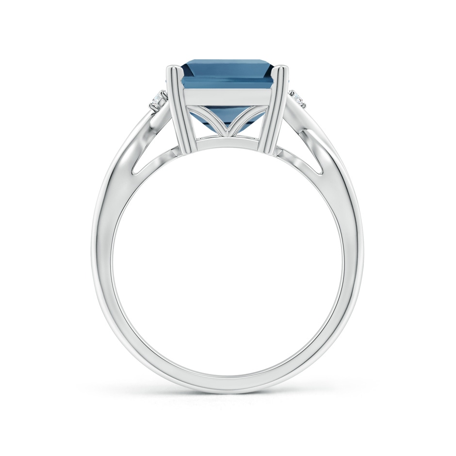 11x9mm A Emerald Cut London Blue Topaz Twist Shank Statement Ring in White Gold side-1