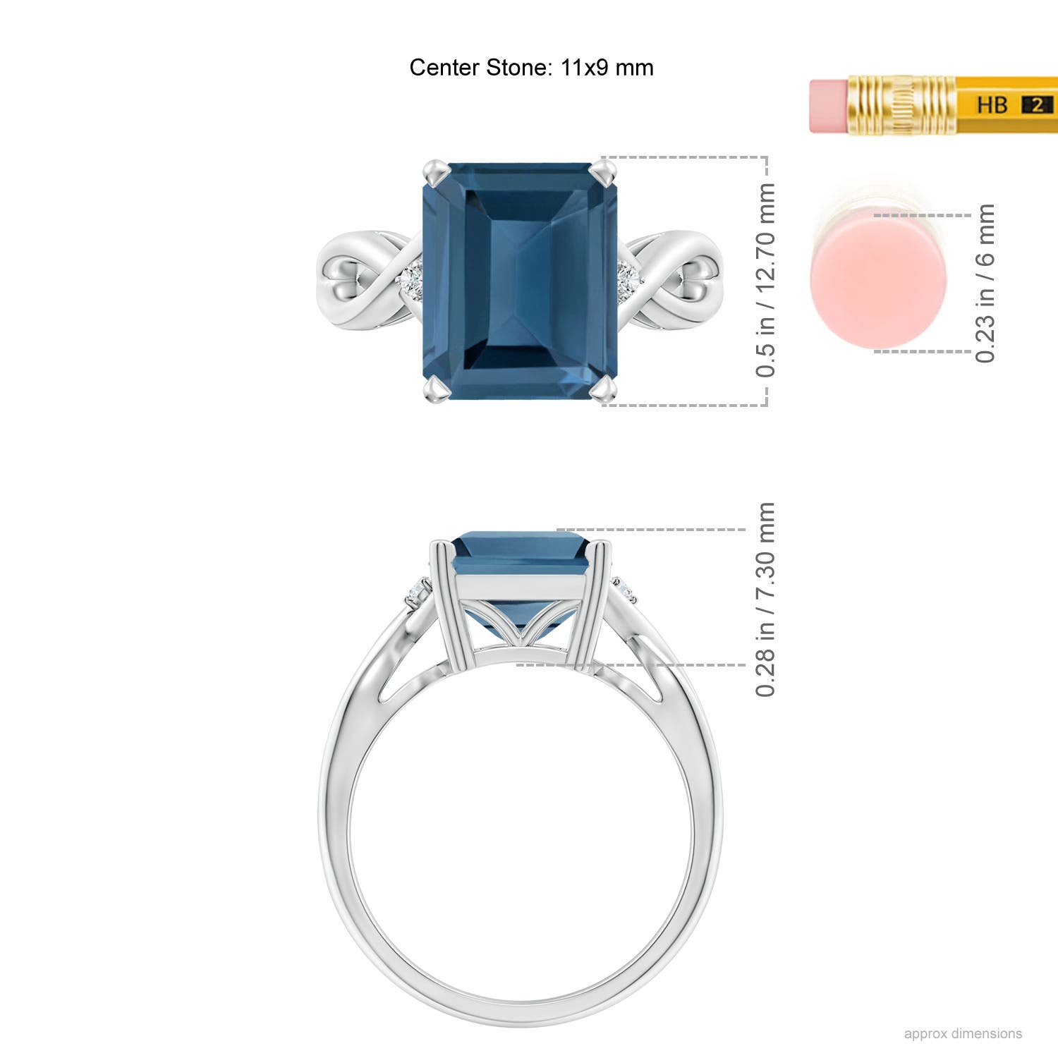 A - London Blue Topaz / 5.63 CT / 14 KT White Gold