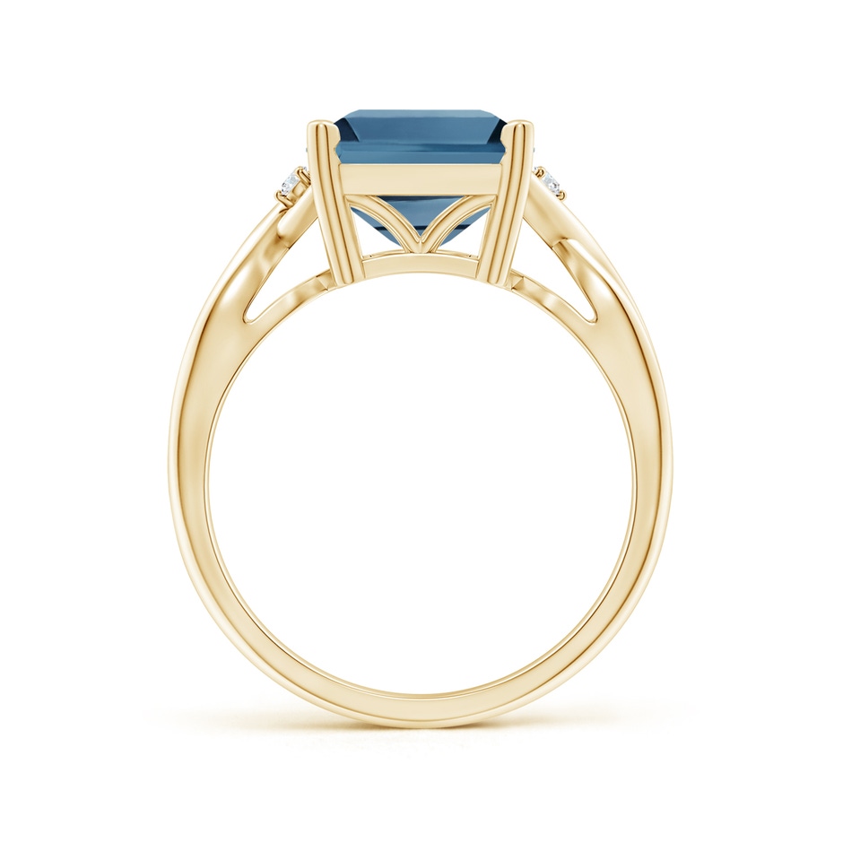 11x9mm A Emerald Cut London Blue Topaz Twist Shank Statement Ring in Yellow Gold side-1