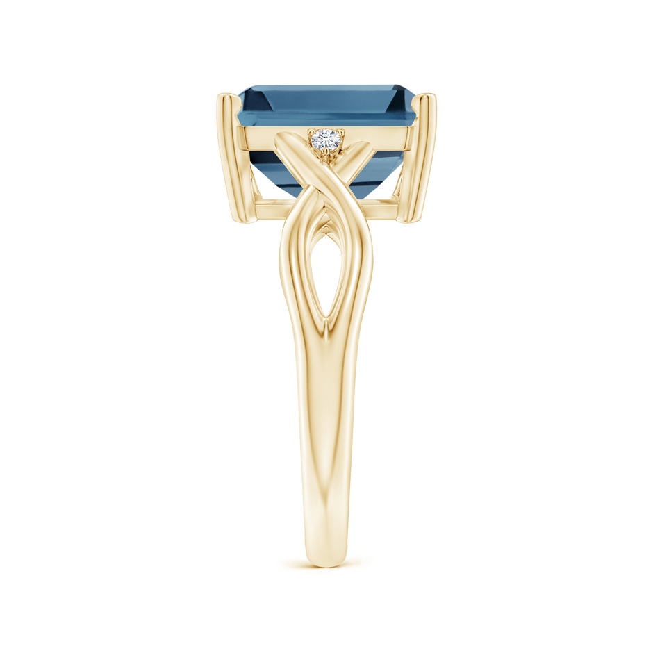 11x9mm A Emerald Cut London Blue Topaz Twist Shank Statement Ring in Yellow Gold side-2
