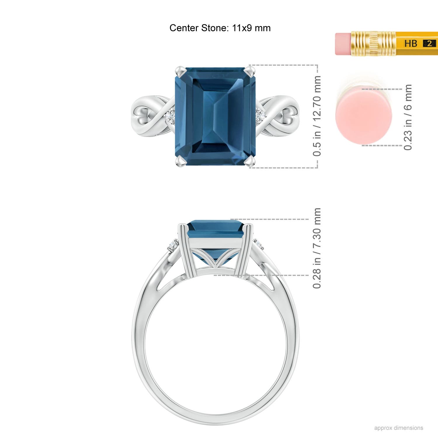 AA - London Blue Topaz / 5.63 CT / 14 KT White Gold