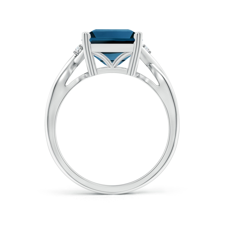 11x9mm AAA Emerald Cut London Blue Topaz Twist Shank Statement Ring in P950 Platinum side-1