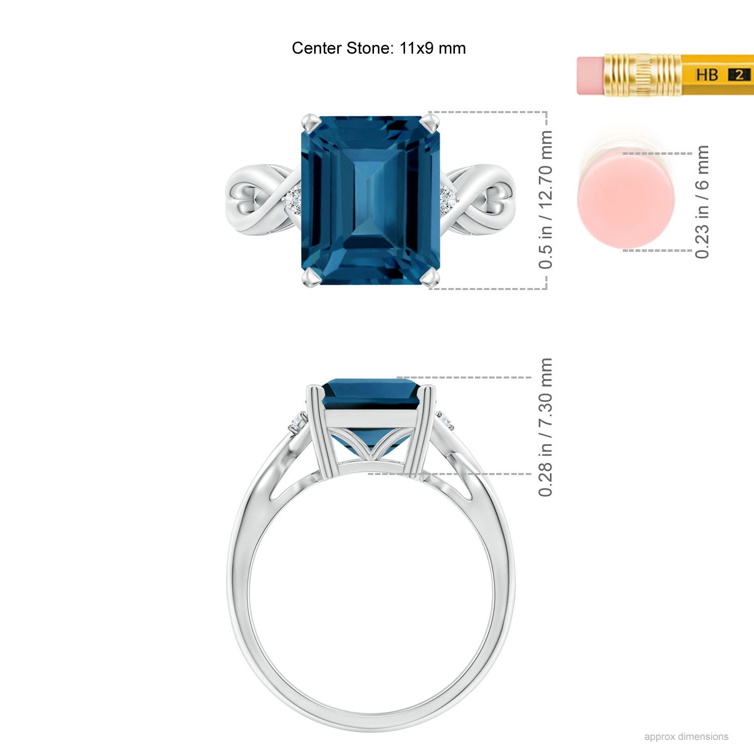 AAA - London Blue Topaz / 5.63 CT / 14 KT White Gold