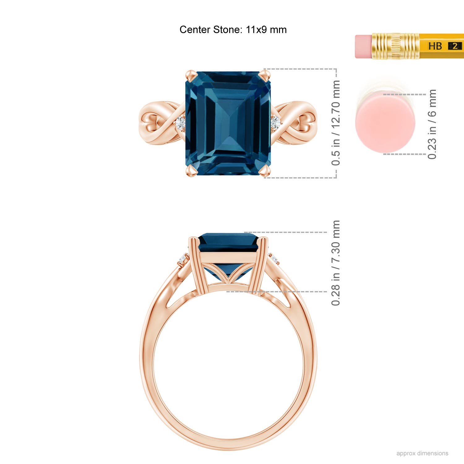 AAAA - London Blue Topaz / 5.63 CT / 14 KT Rose Gold