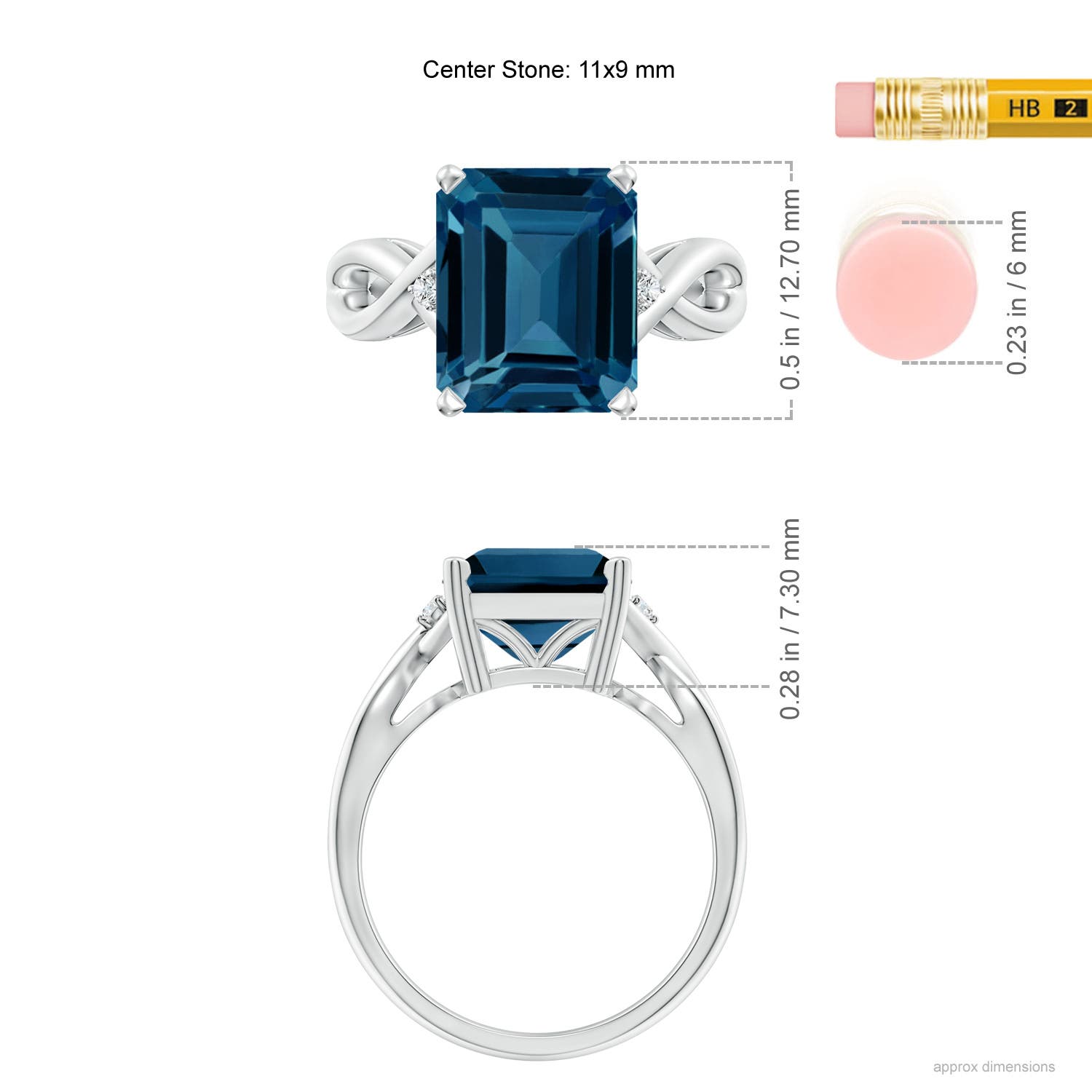 AAAA - London Blue Topaz / 5.63 CT / 14 KT White Gold