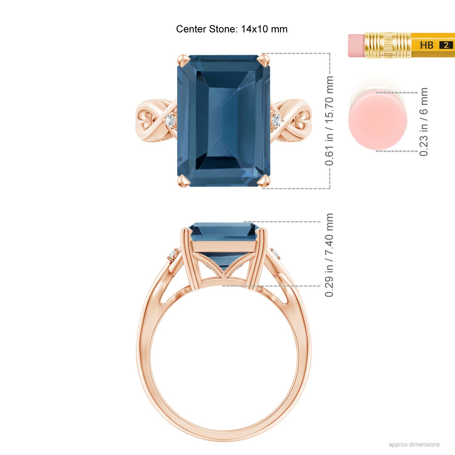 A - London Blue Topaz / 10.03 CT / 14 KT Rose Gold