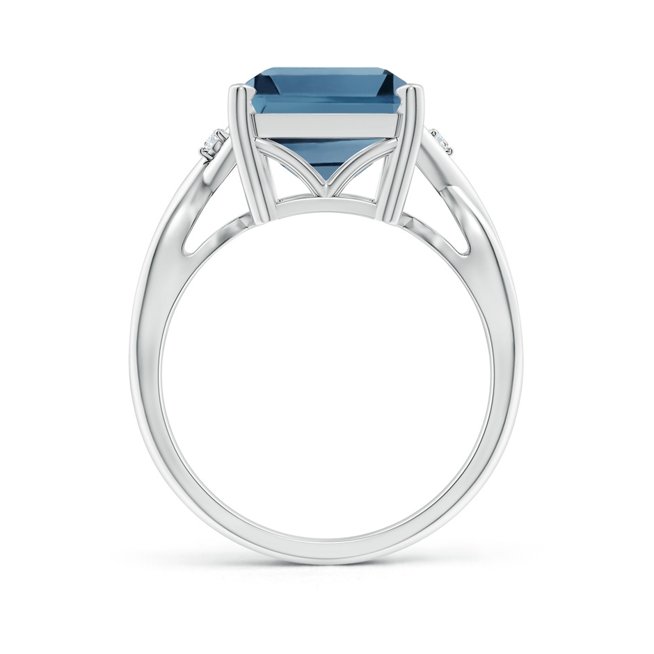 14x10mm A Emerald Cut London Blue Topaz Twist Shank Statement Ring in White Gold side-1