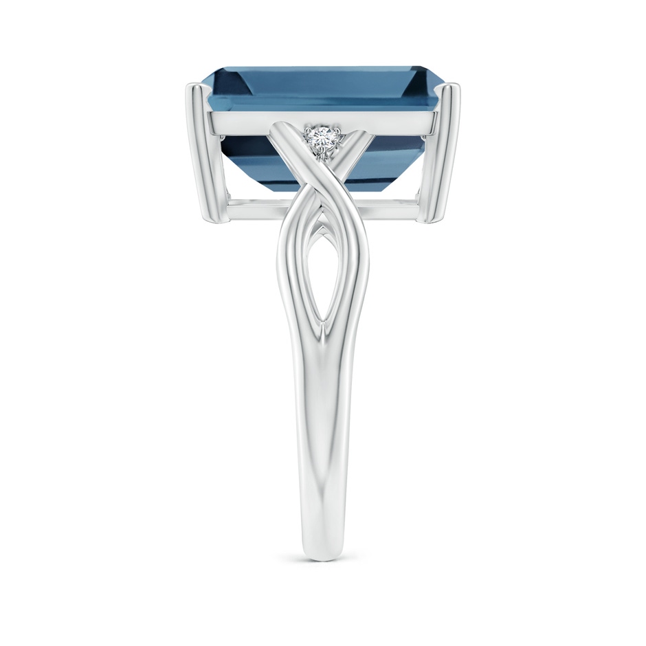 14x10mm A Emerald Cut London Blue Topaz Twist Shank Statement Ring in White Gold side-2
