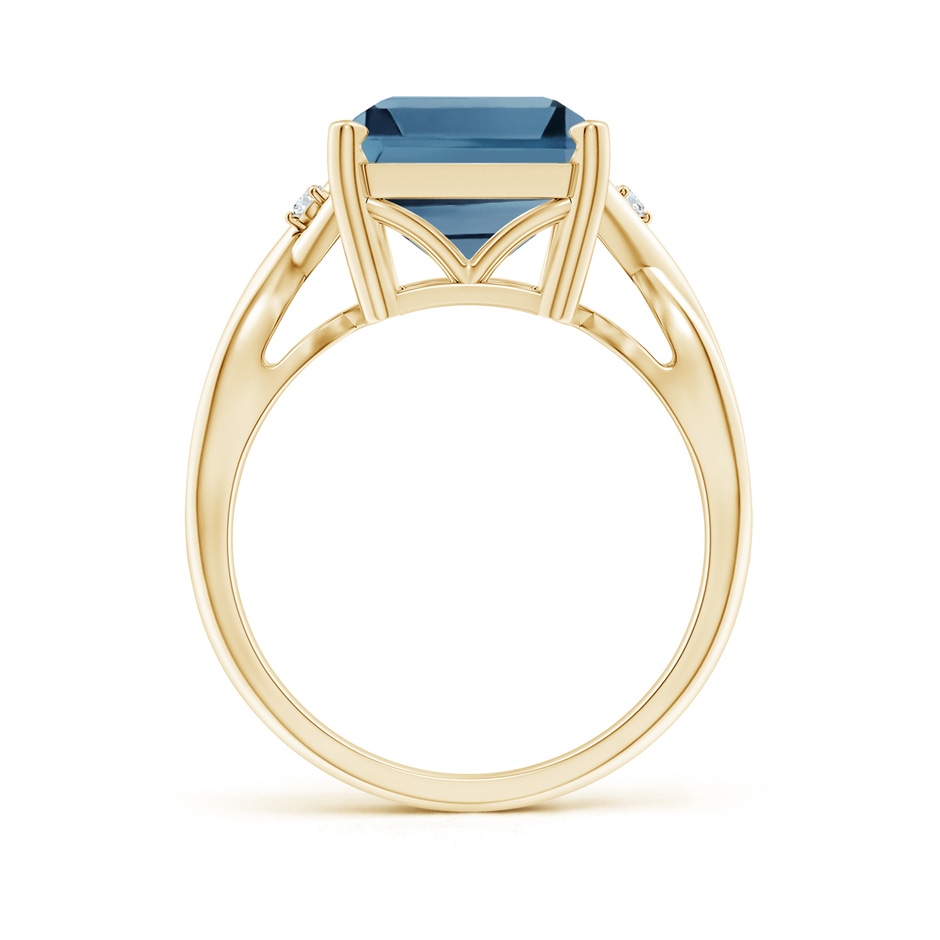 14x10mm A Emerald Cut London Blue Topaz Twist Shank Statement Ring in Yellow Gold side-1